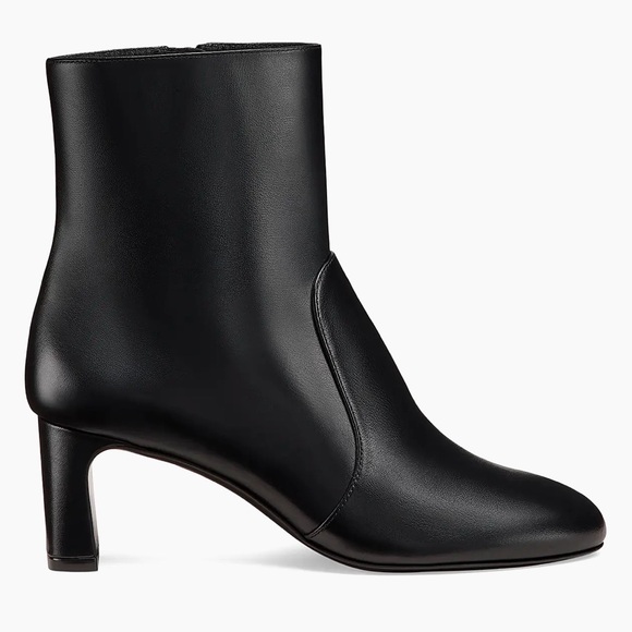 Stuart Weitzman Shoes - Stuart Weitzman Black Leather Ankle Boot with Mid Heel